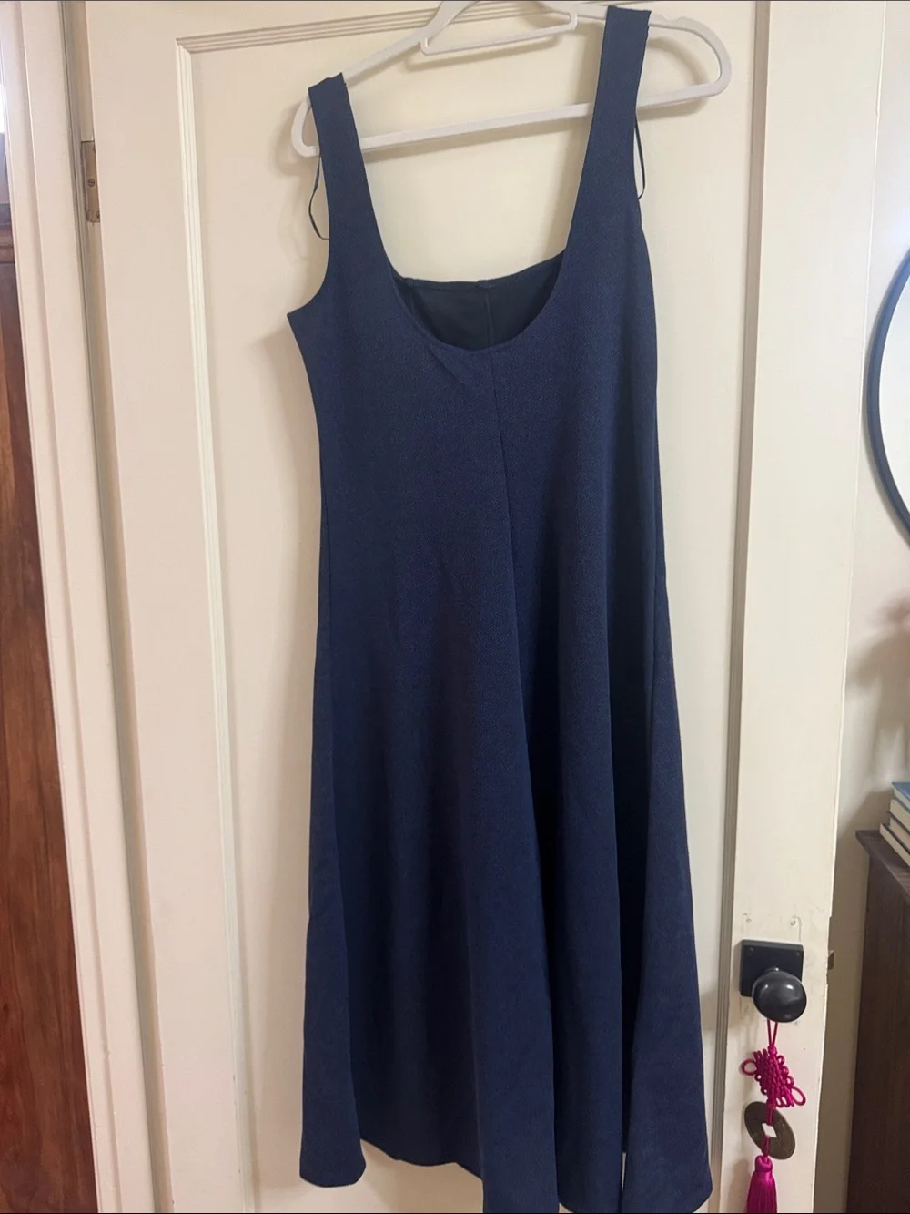 Women's Navy Square-Neck A-Line Dress